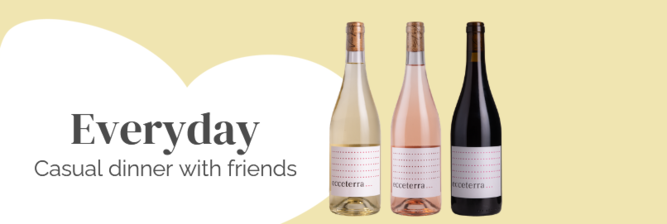 family photo of the everyday wine bottle range for aperitifs and meals with friends