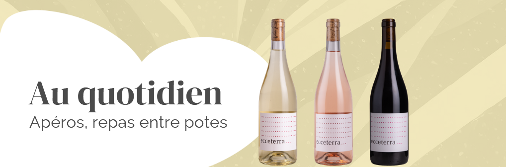 photo de famille de la gamme de bouteille de vin du quotidien pour les apéritifs et les repas entre amis